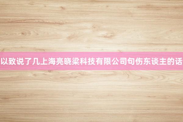 以致说了几上海亮晓梁科技有限公司句伤东谈主的话